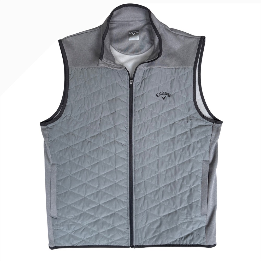 Callaway Golf Quilted Full Zip Performance Vest Gray Men's Size Large